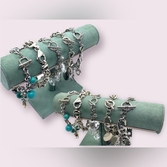 Retro Charm Bracelets Dangly Silver Jewelry Lot - Picture 5 of 11